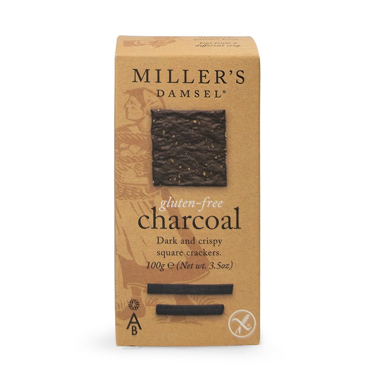 Artisan Biscuits Miller&#39;s Damsel Gluten-Free Charcoal Crackers | 100g