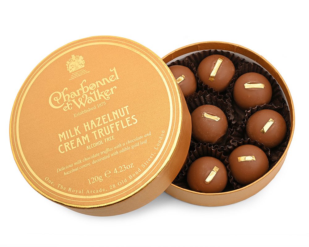 Charbonnel et Walker Milk Hazelnut Cream Truffles with Edible Gold Leaf  | 120g