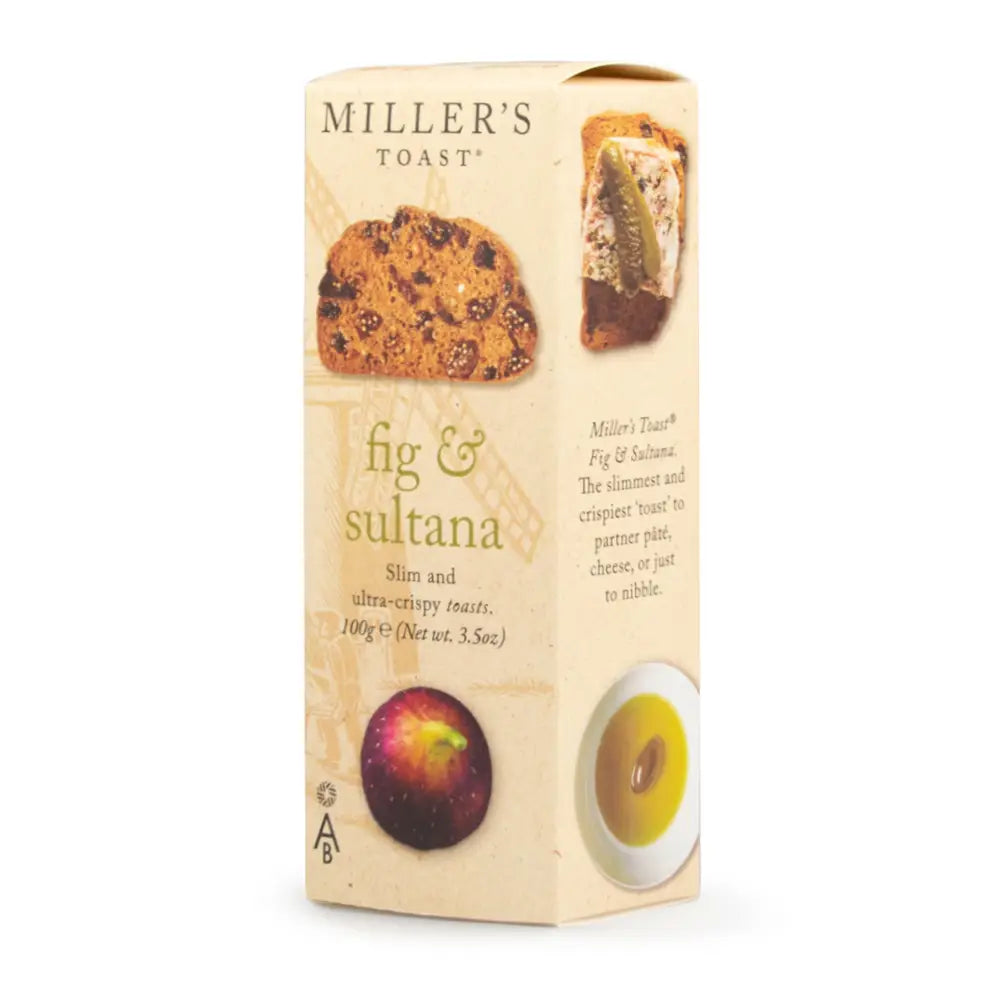 Artisan Biscuits Miller&#39;s Toast Fig &amp; Sultana | 100g