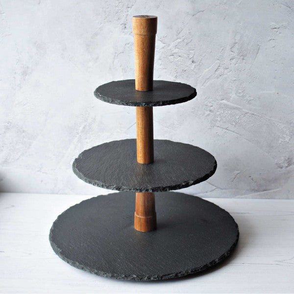 Paxton &amp; Whitfield Slate &amp; Wood Cheese Serving Tower