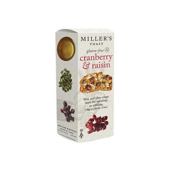 Artisan Biscuits Miller&#39;s Toast Gluten-Free Cranberry &amp; Raisin | 100g